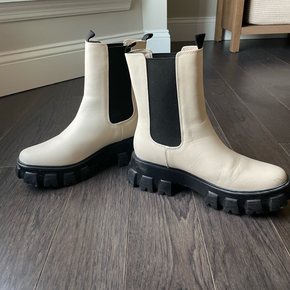 Women's Cream and Black Boots